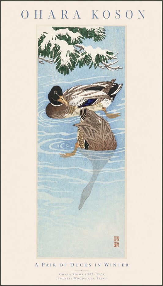Ohara Koson A Pair of Ducks in Winter No1 - Poster