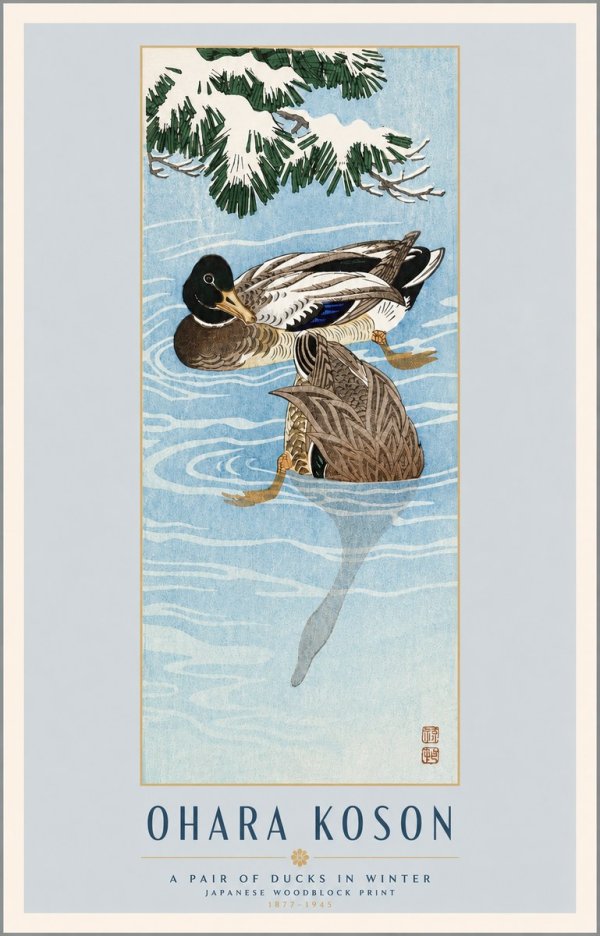 Ohara Koson A Pair of Ducks in Winter No4 - Poster