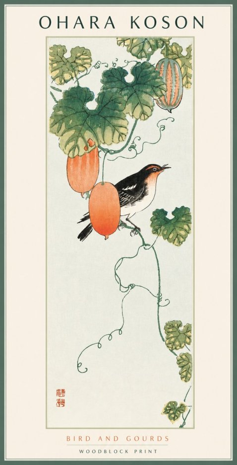 Ohara Koson Bird and Gourds No2 - Poster
