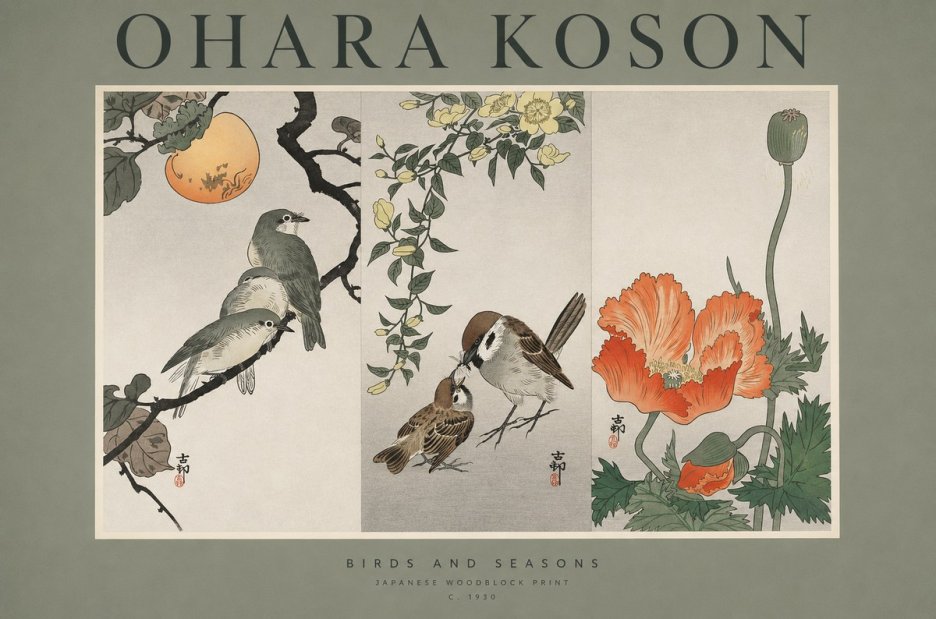 Ohara Koson Birds and Seasons No1 - Poster