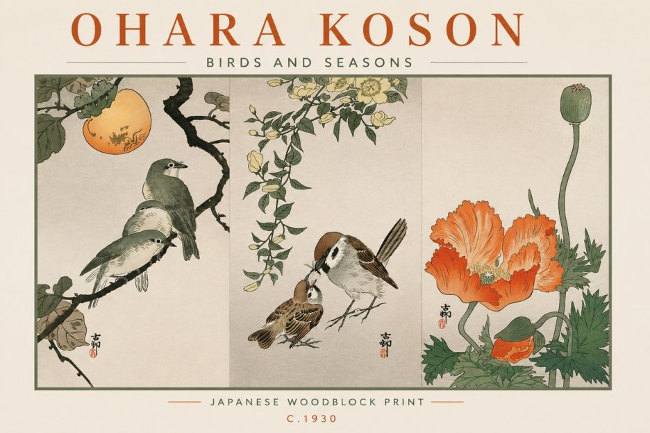 Ohara Koson Birds and Seasons No2 - Poster