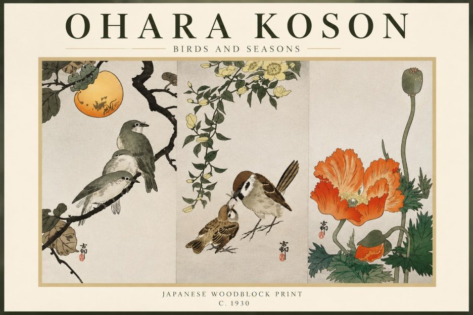 Ohara Koson Birds and Seasons No3 - Poster
