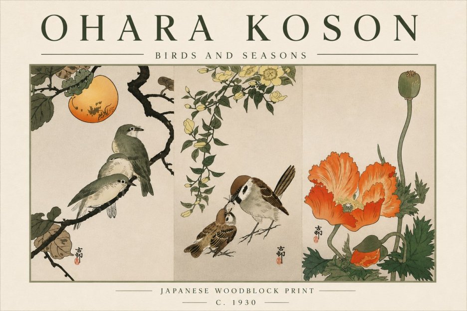 Ohara Koson Birds and Seasons No6 - Poster