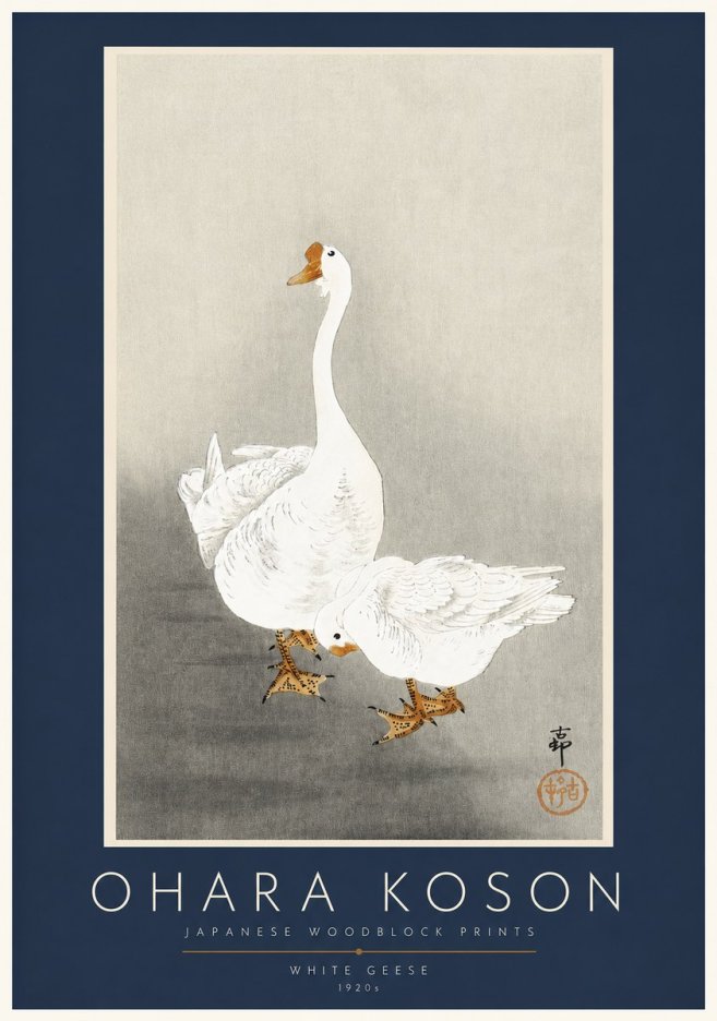 Ohara Koson White Geese No2 - Poster