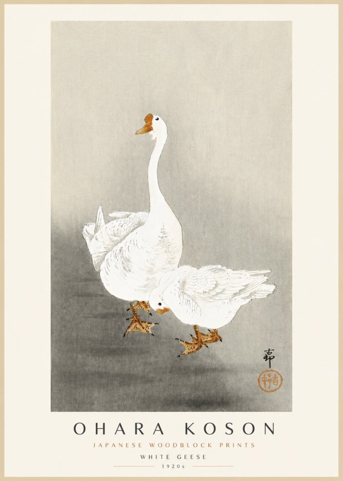 Ohara Koson White Geese No3 - Poster