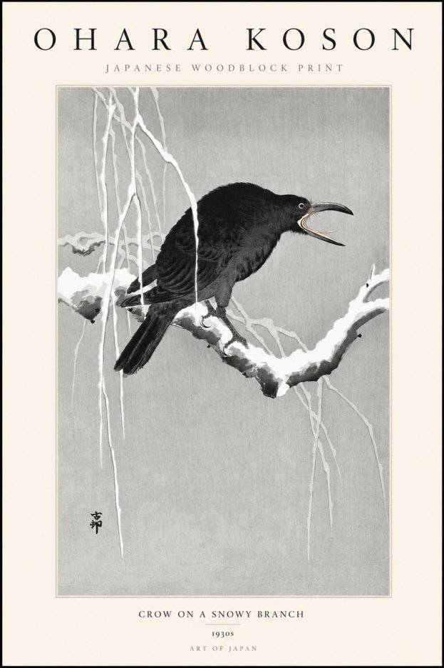 Ohara Koson Crow on a Snowy Branch II No3 - Poster