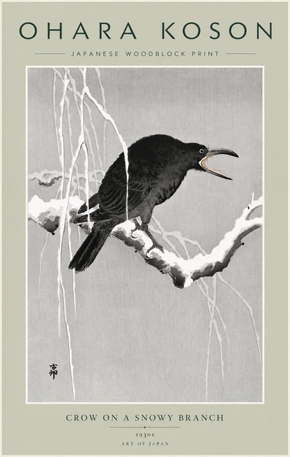 Ohara Koson Crow on a Snowy Branch II No5 - Poster