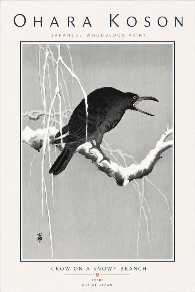 Ohara Koson Crow on a Snowy Branch II No6 - Poster