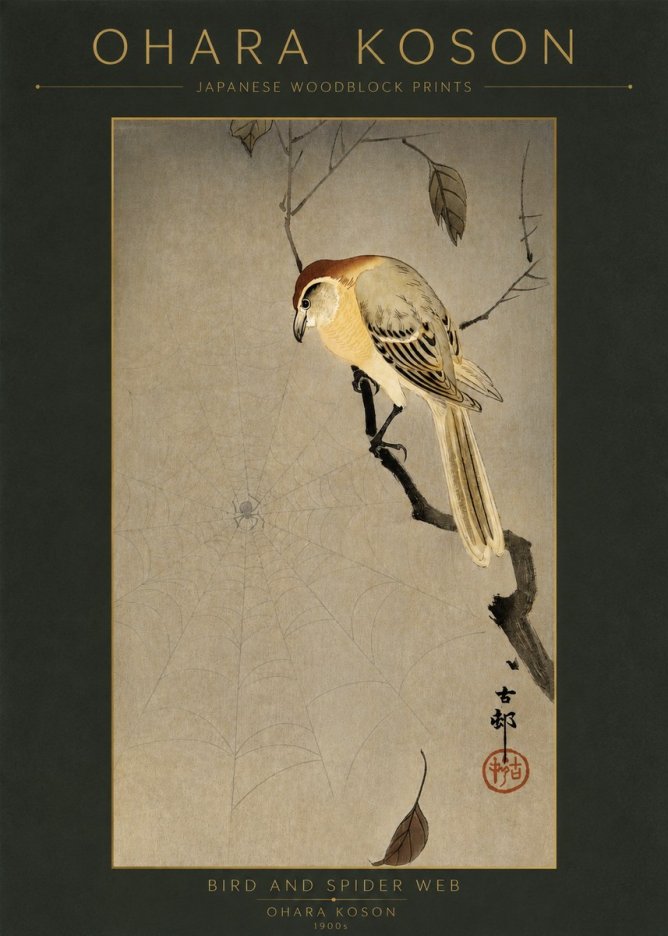 Ohara Koson Bird and Spider Web I No2 - Poster