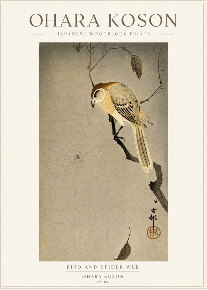 Ohara Koson Bird and Spider Web I No3 - Poster