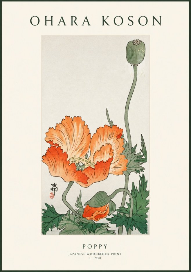 Ohara Koson Poppy No1 - Poster