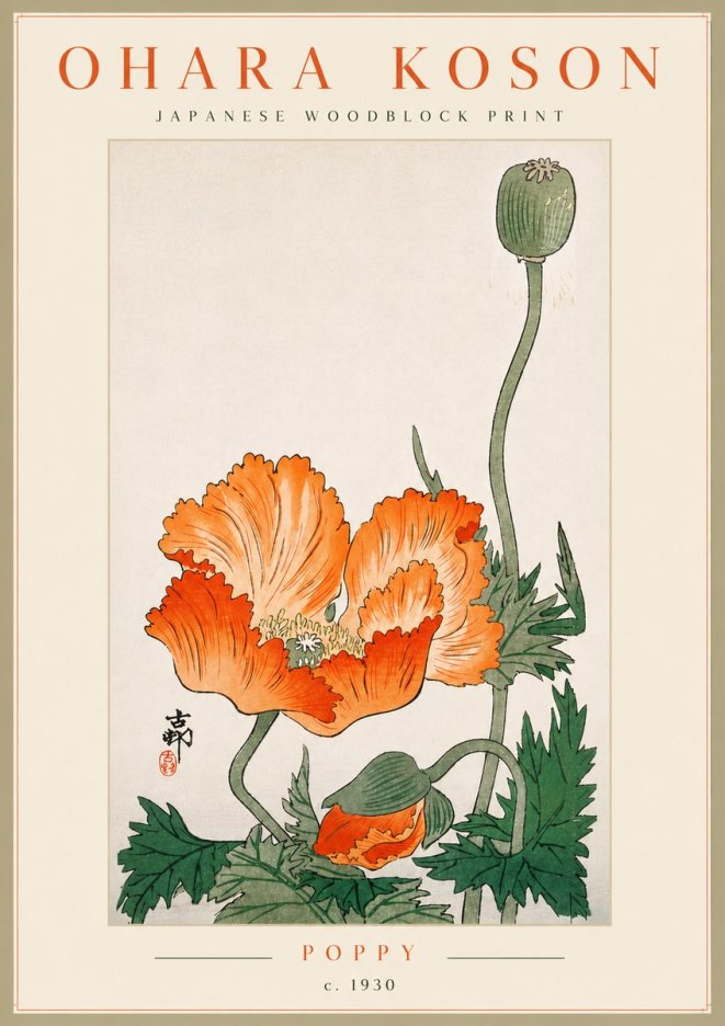 Ohara Koson Poppy No6 - Poster