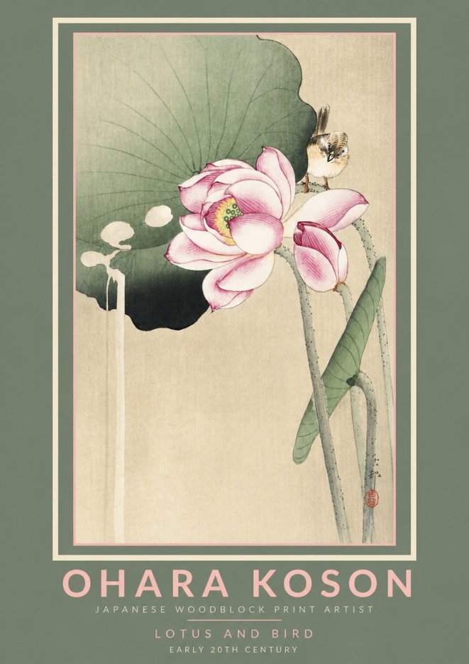 Ohara Koson Lotus and Bird No2 - Poster