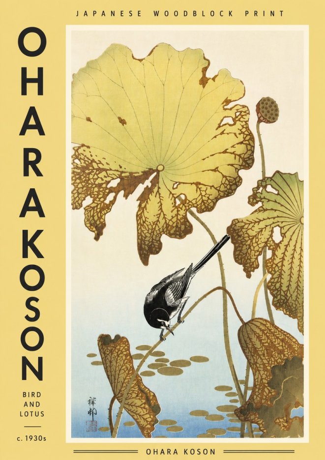 Ohara Koson Bird and Lotus No4 - Poster