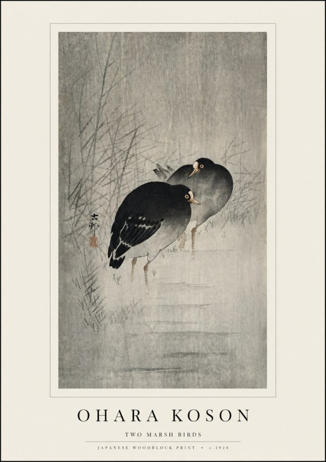 Ohara Koson Two Marsh Birds No3 - Poster