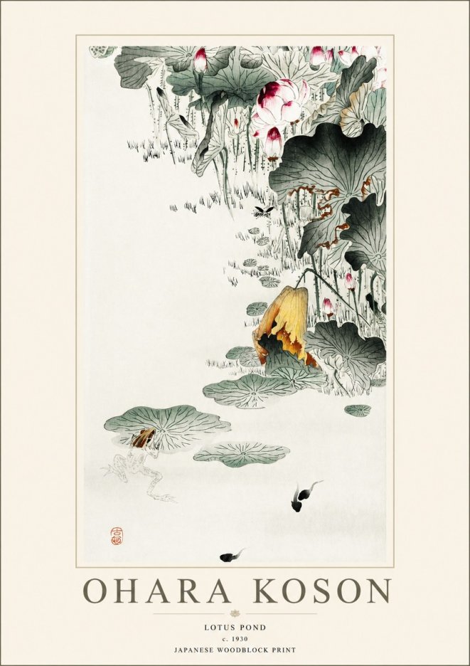 Ohara Koson Lotus Pond No1 - Poster