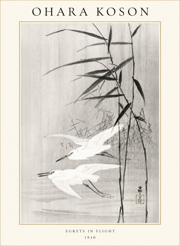 Ohara Koson Two Herons and Reeds No2 - Poster
