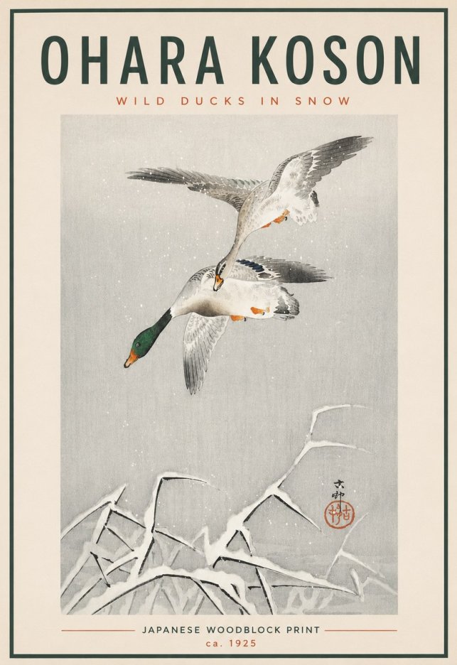 Ohara Koson Wild Ducks in Snow No4 - Poster