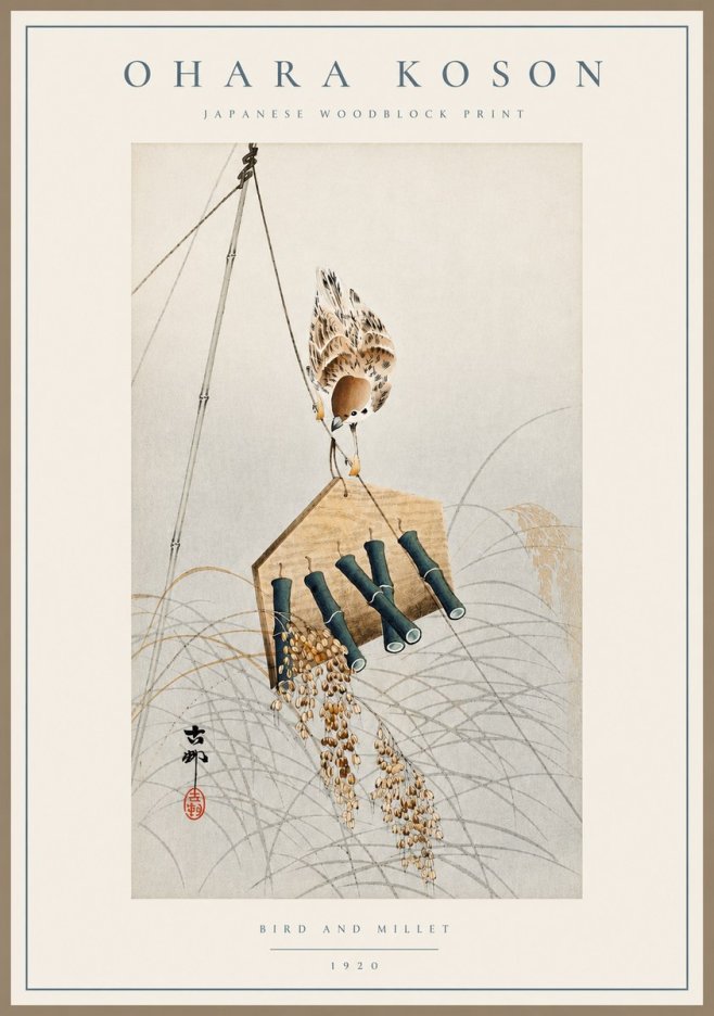 Ohara Koson Bird and Millet No3 - Poster
