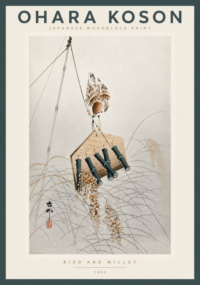 Ohara Koson Bird and Millet No4 - Poster
