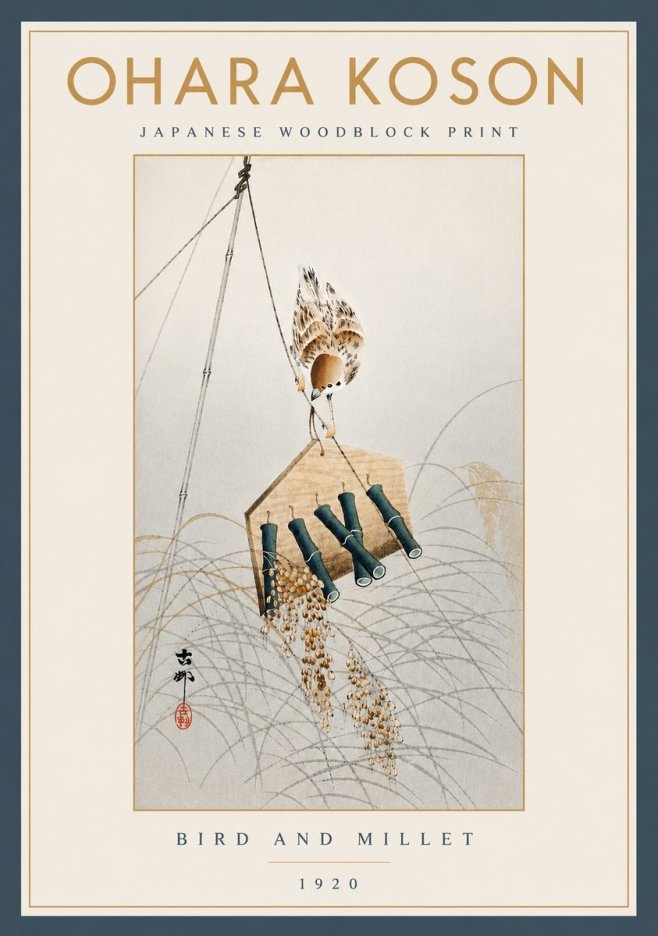 Ohara Koson Bird and Millet No5 - Poster