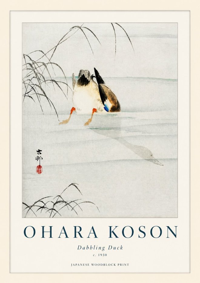 Ohara Koson Dabbling Duck No1 - Poster