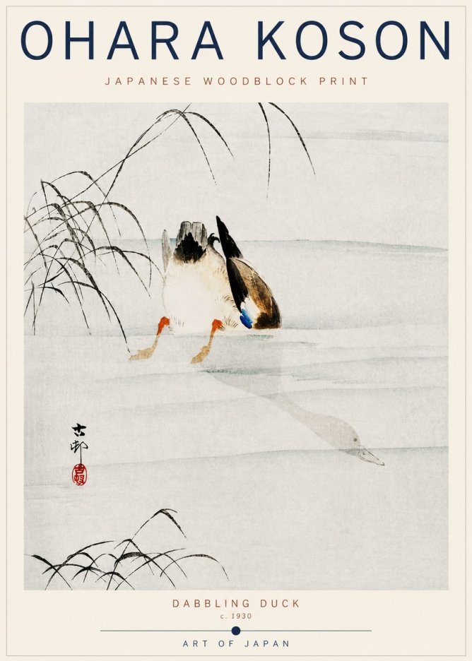 Ohara Koson Dabbling Duck No6 - Poster