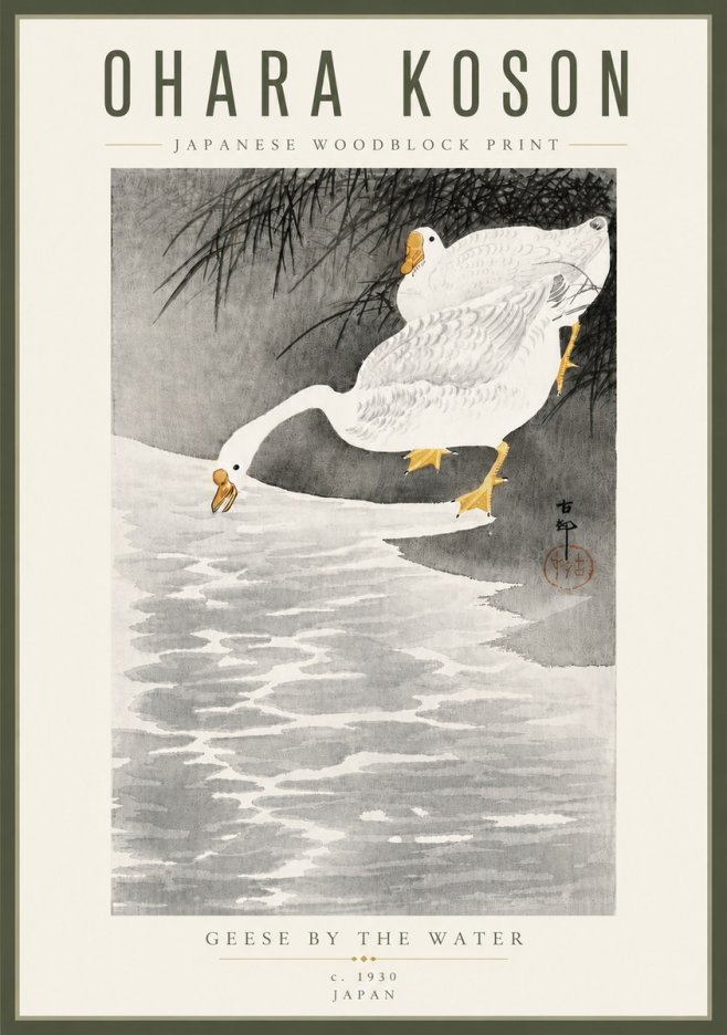 Ohara Koson Geese by the Water No5 - Poster