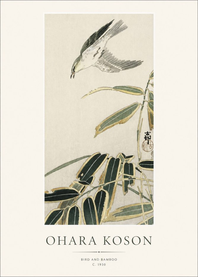 Ohara Koson Bird and Bamboo No1 - Poster