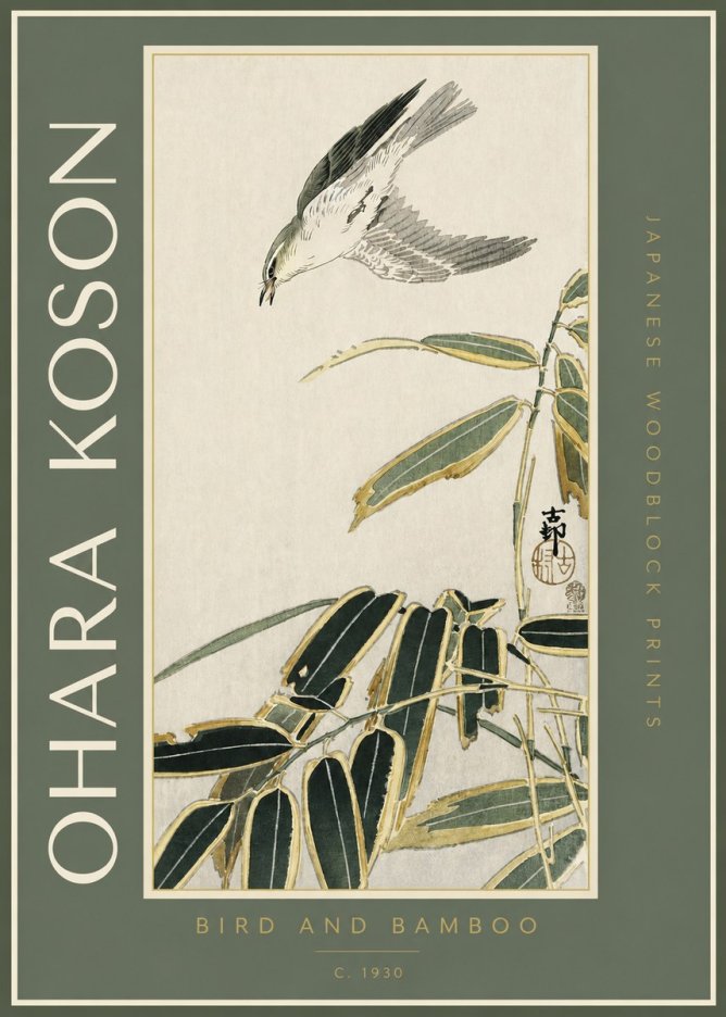 Ohara Koson Bird and Bamboo No2 - Poster