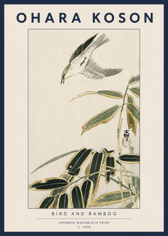 Ohara Koson Bird and Bamboo No3 - Poster