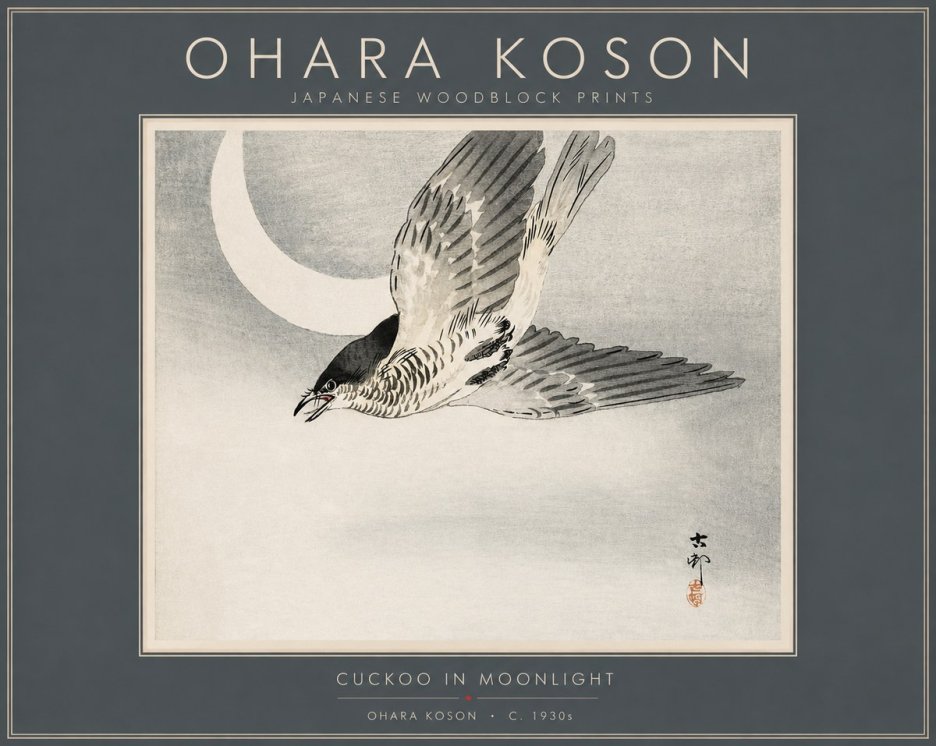 Ohara Koson Cuckoo in Moonlight No2 - Poster