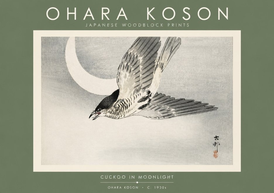 Ohara Koson Cuckoo in Moonlight No4 - Poster