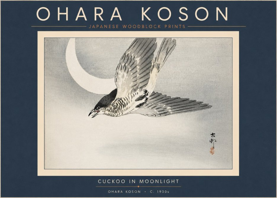 Ohara Koson Cuckoo in Moonlight No6 - Poster