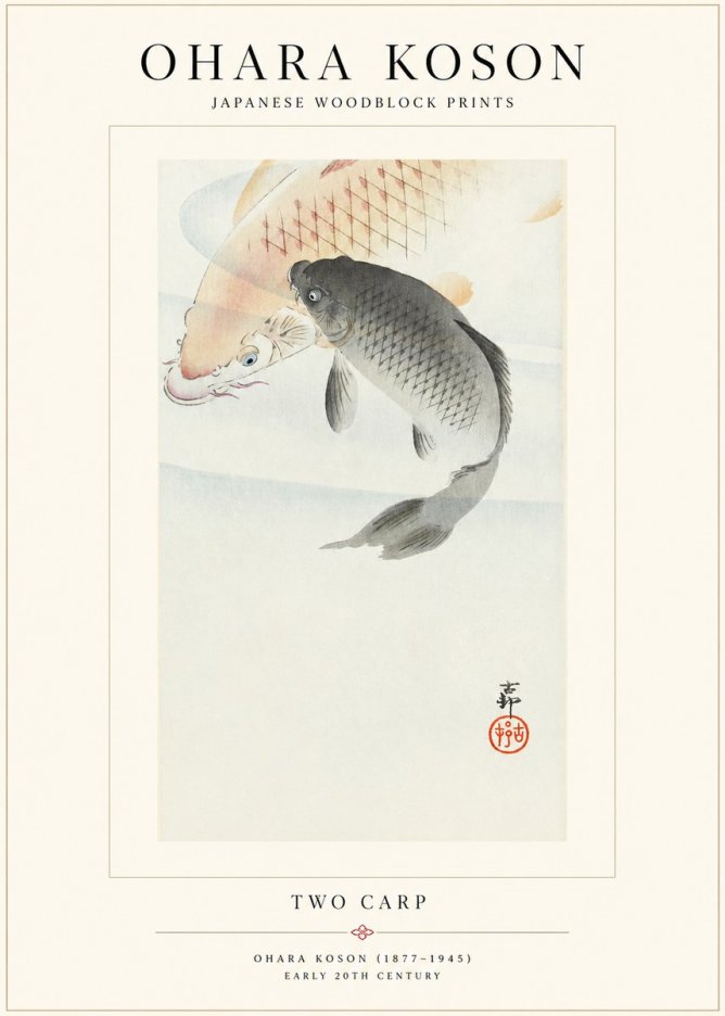 Ohara Koson Two Carp No1 - Poster