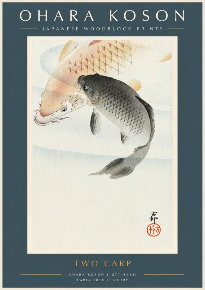Ohara Koson Two Carp No2 - Poster