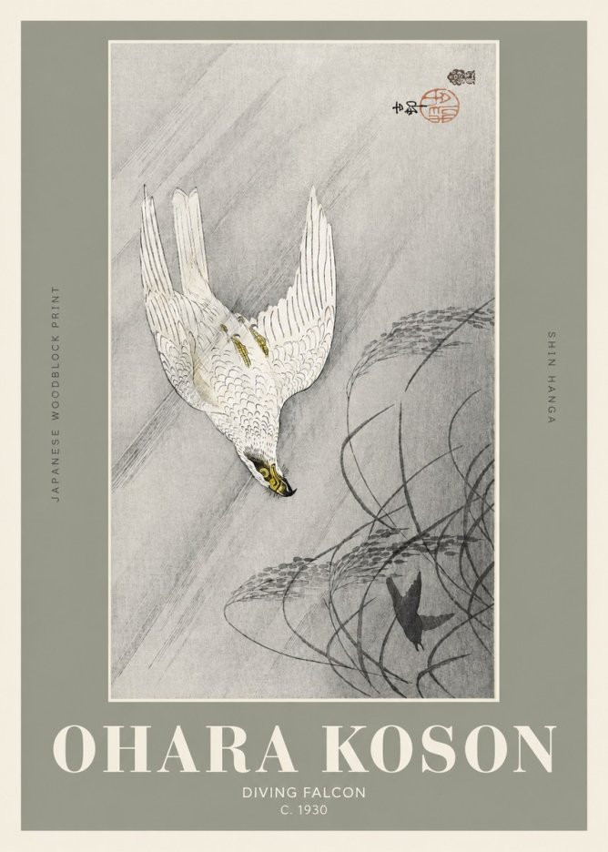Ohara Koson Diving Falcon No2 - Poster