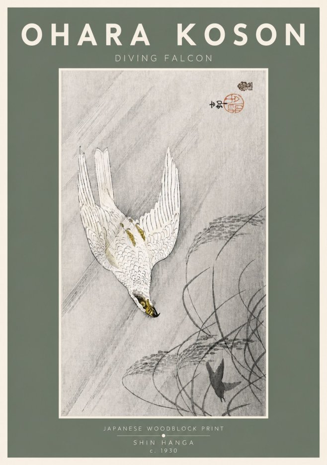 Ohara Koson Diving Falcon No4 - Poster