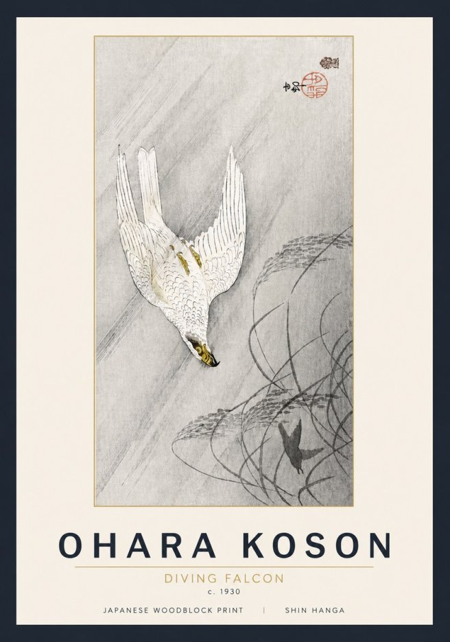 Ohara Koson Diving Falcon No5 - Poster