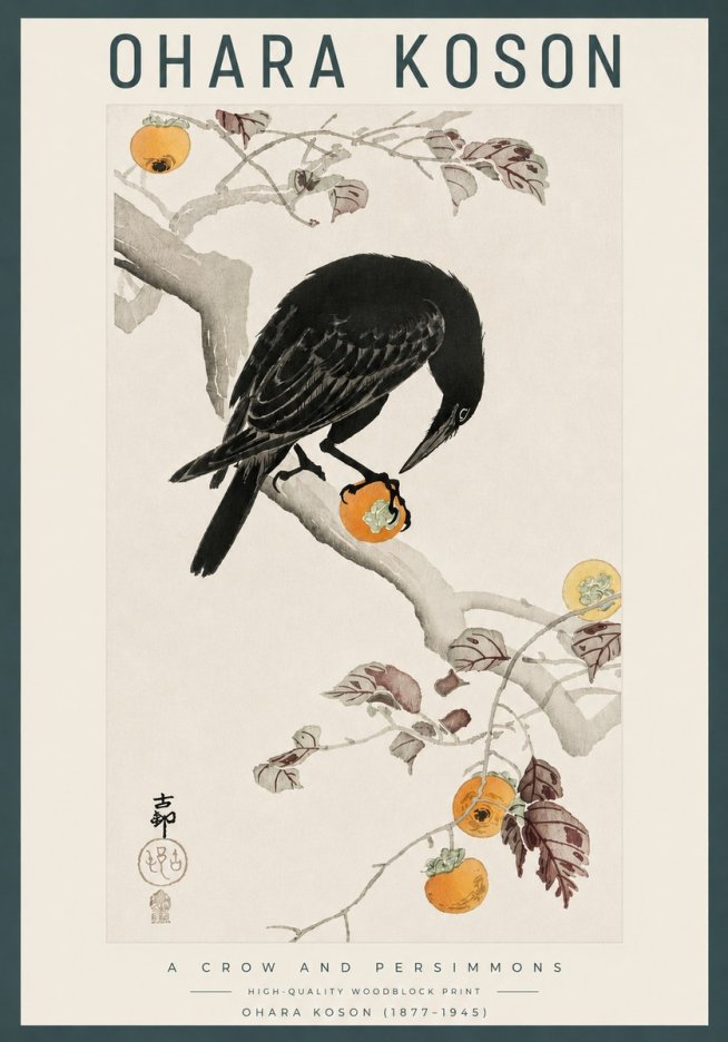 Ohara Koson A Crow and Persimmons No3 - Poster