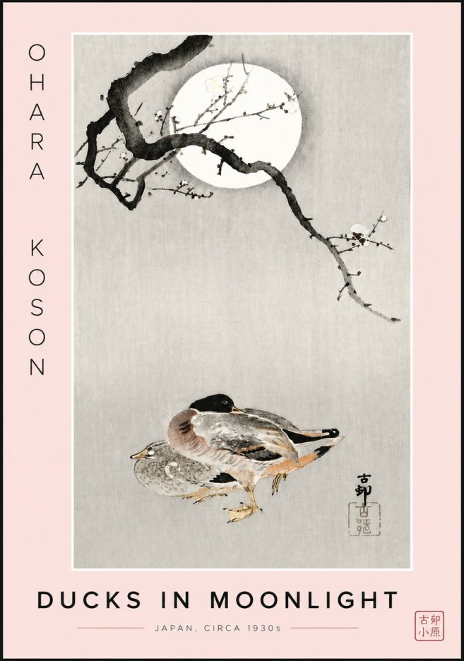 Ohara Koson Ducks in Moonlight No6 - Poster