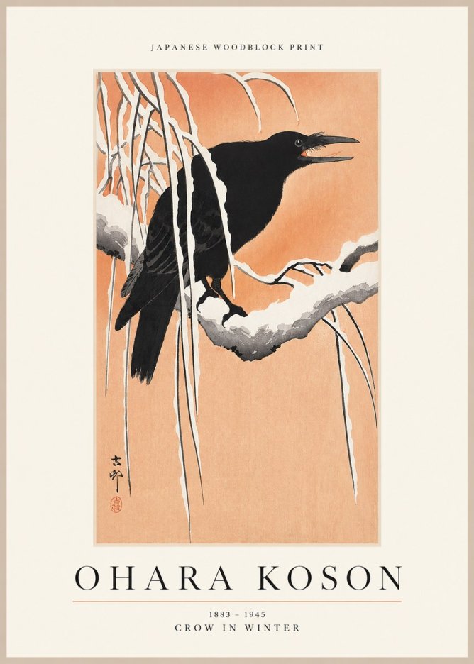 Ohara Koson Crow in Winter II No1 - Poster