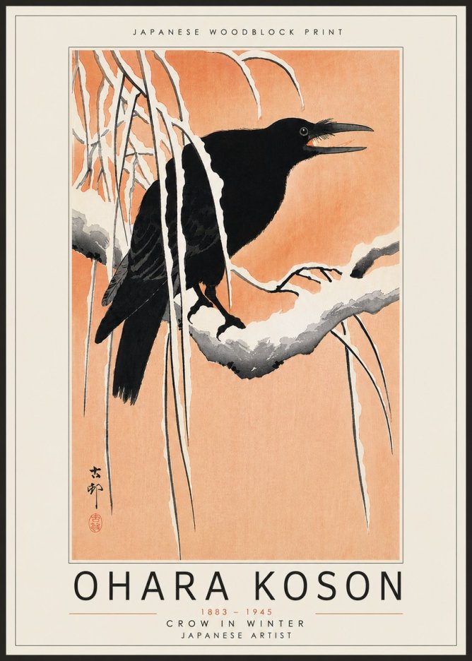 Ohara Koson Crow in Winter II No4 - Poster