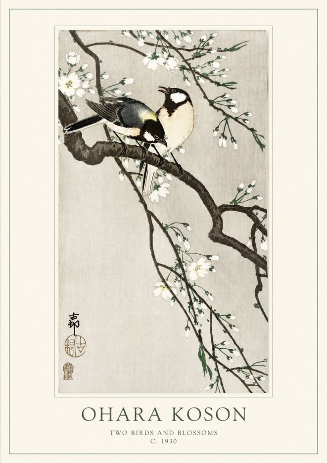 Ohara Koson Two Birds and Blossoms II No1 - Poster