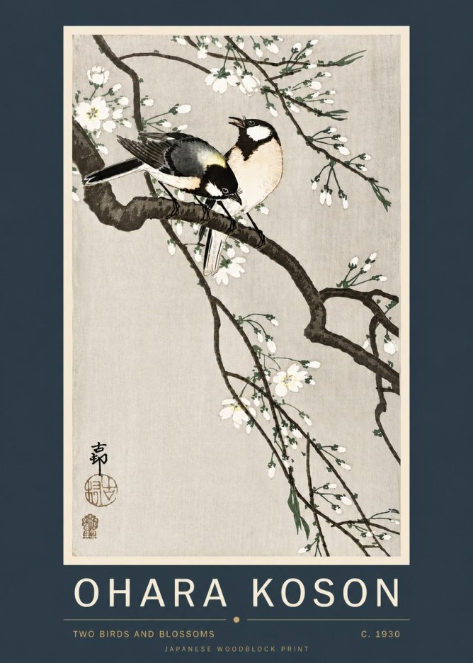 Ohara Koson Two Birds and Blossoms II No4 - Poster