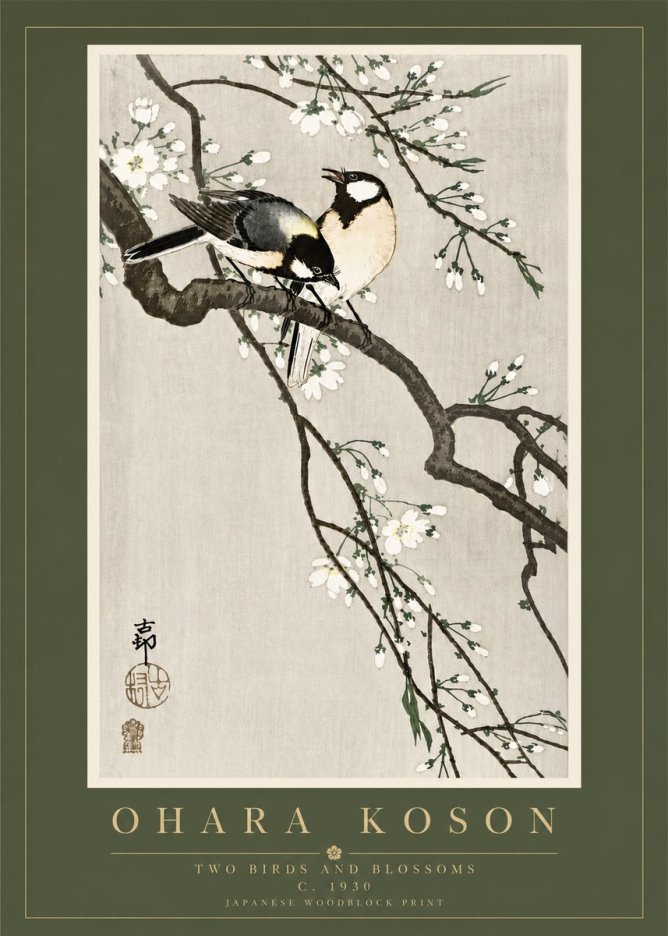 Ohara Koson Two Birds and Blossoms II No5 - Poster