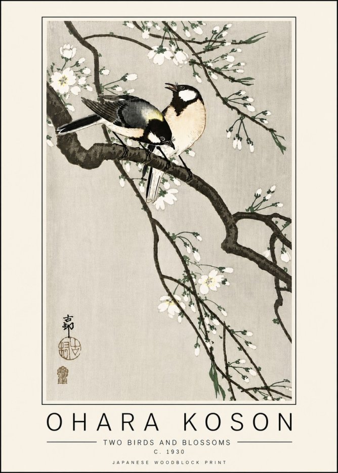Ohara Koson Two Birds and Blossoms II No6 - Poster