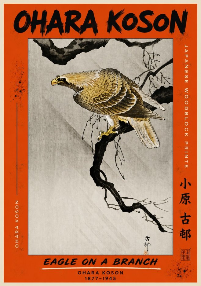 Ohara Koson Eagle on a Branch II No4 - Poster