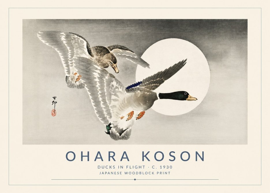 Ohara Koson Ducks in Flight No5 - Poster