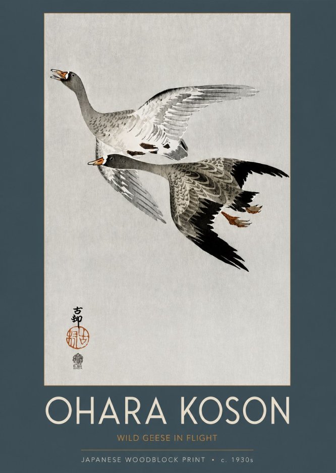 Ohara Koson Wild Geese in Flight III No2 - Poster